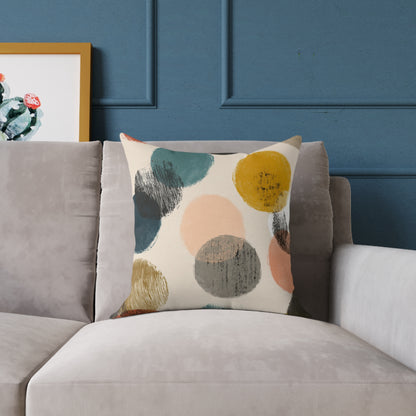 Retro Brushed Spots - Square Poly Canvas Pillow