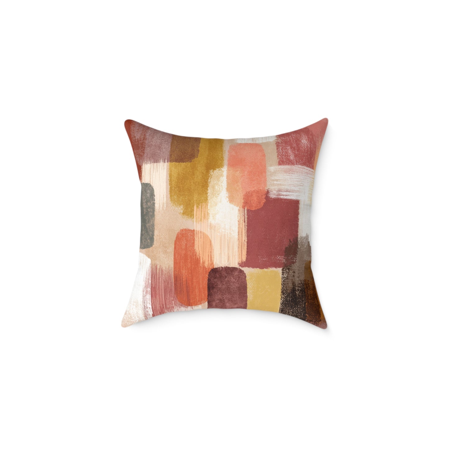 Clay Stone Abstract - Square Poly Canvas Pillow