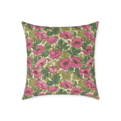 Roseleaf Garden Romance - Square Poly Canvas Pillow