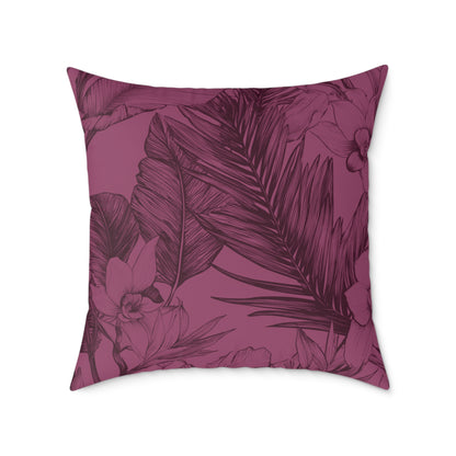 Mulberry Jungle Sketch - Square Poly Canvas Pillow