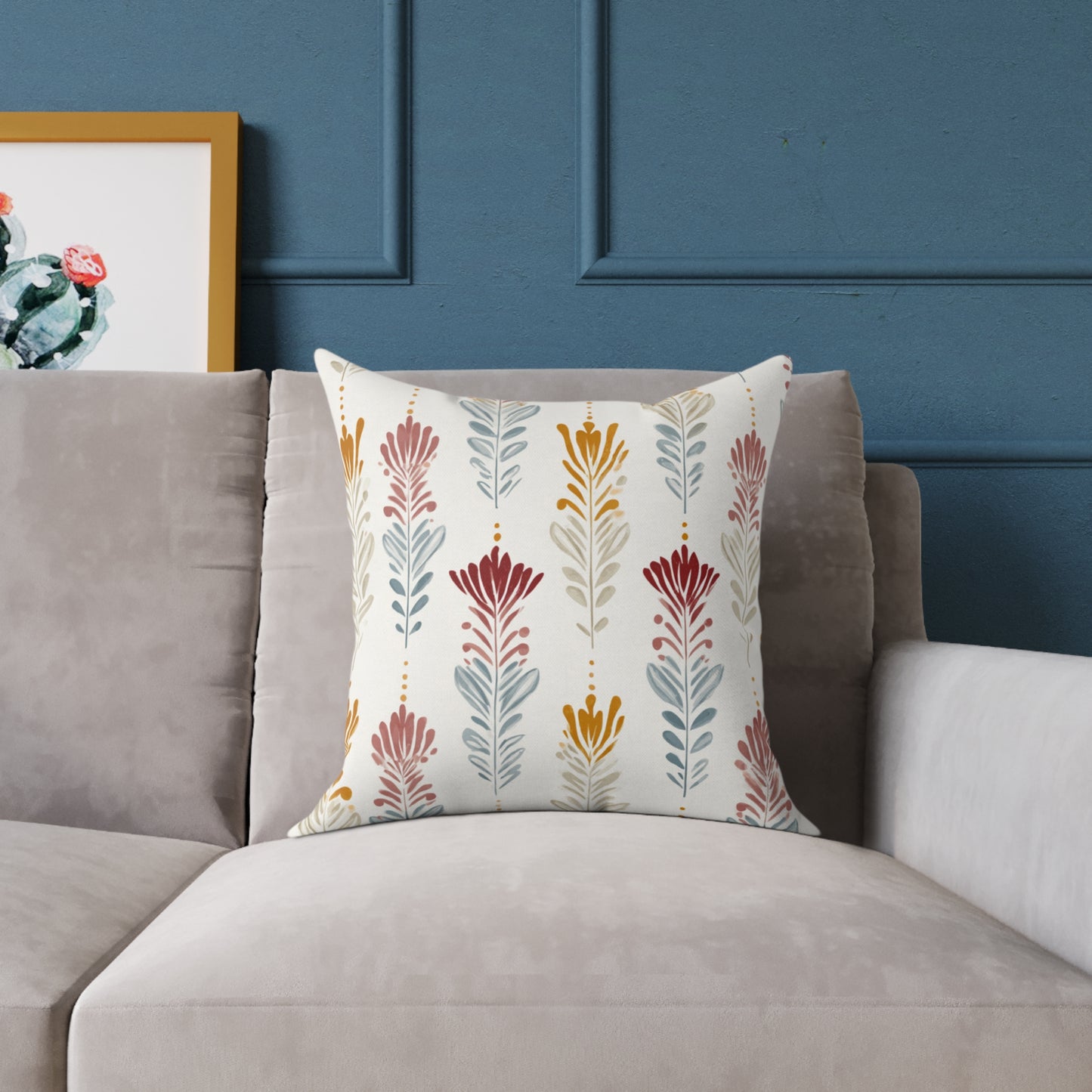 Ember Wildflower Ikat - Square Poly Canvas Pillow
