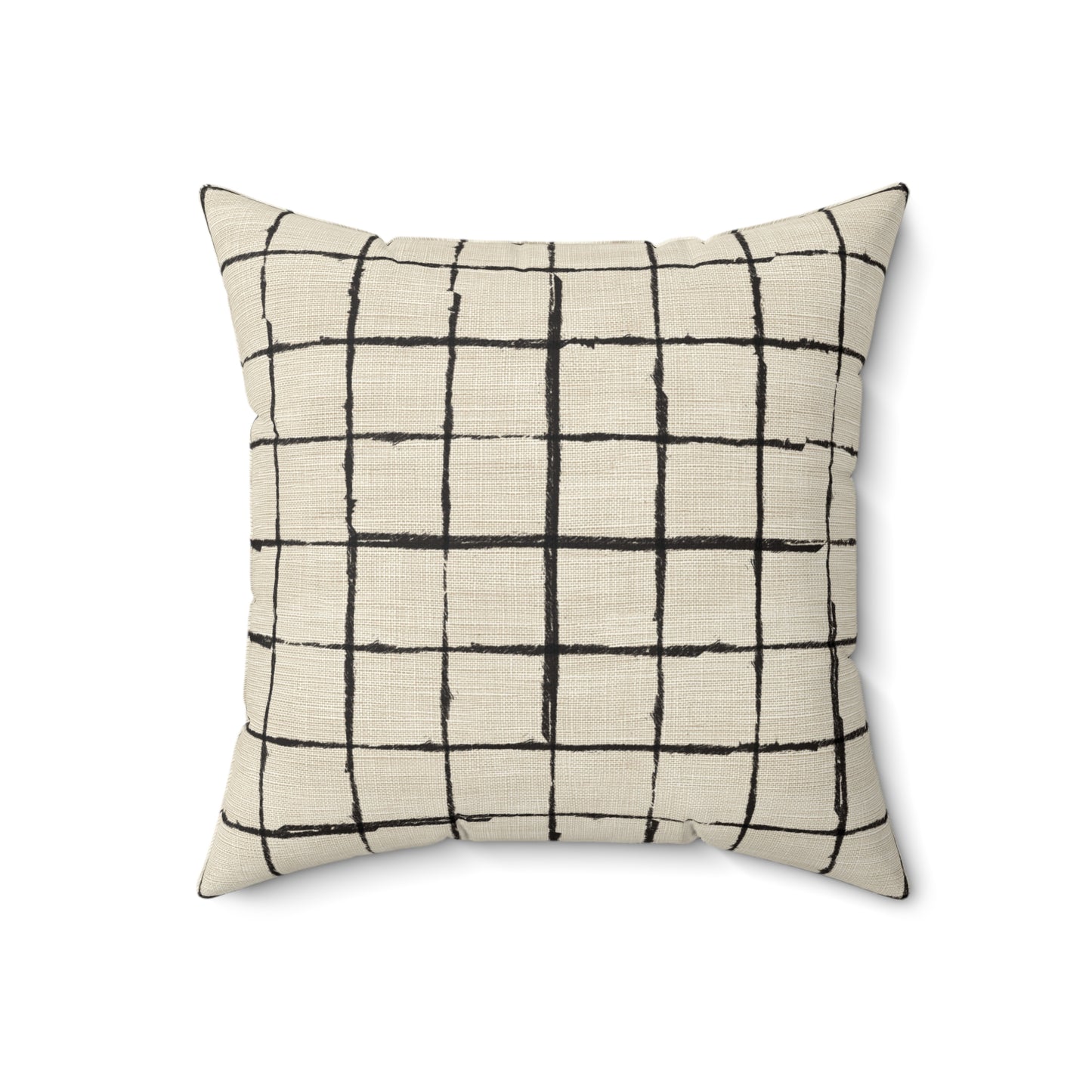 Retro Grid Linen - Spun Polyester Square Pillow