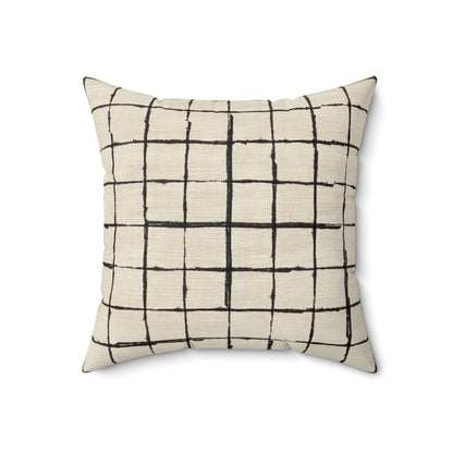 Retro Grid Linen - Spun Polyester Square Pillow