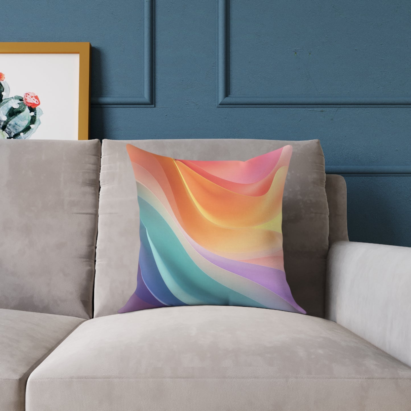 Aurora Ribbon Flow - Square Poly Canvas Pillow