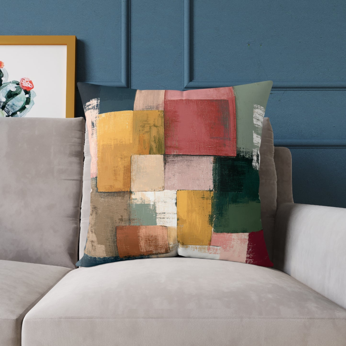 Harvest Block Mosaic - Square Poly Canvas Pillow