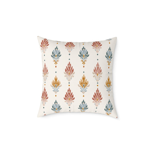 Tribal Bloom Crest - Square Poly Canvas Pillow