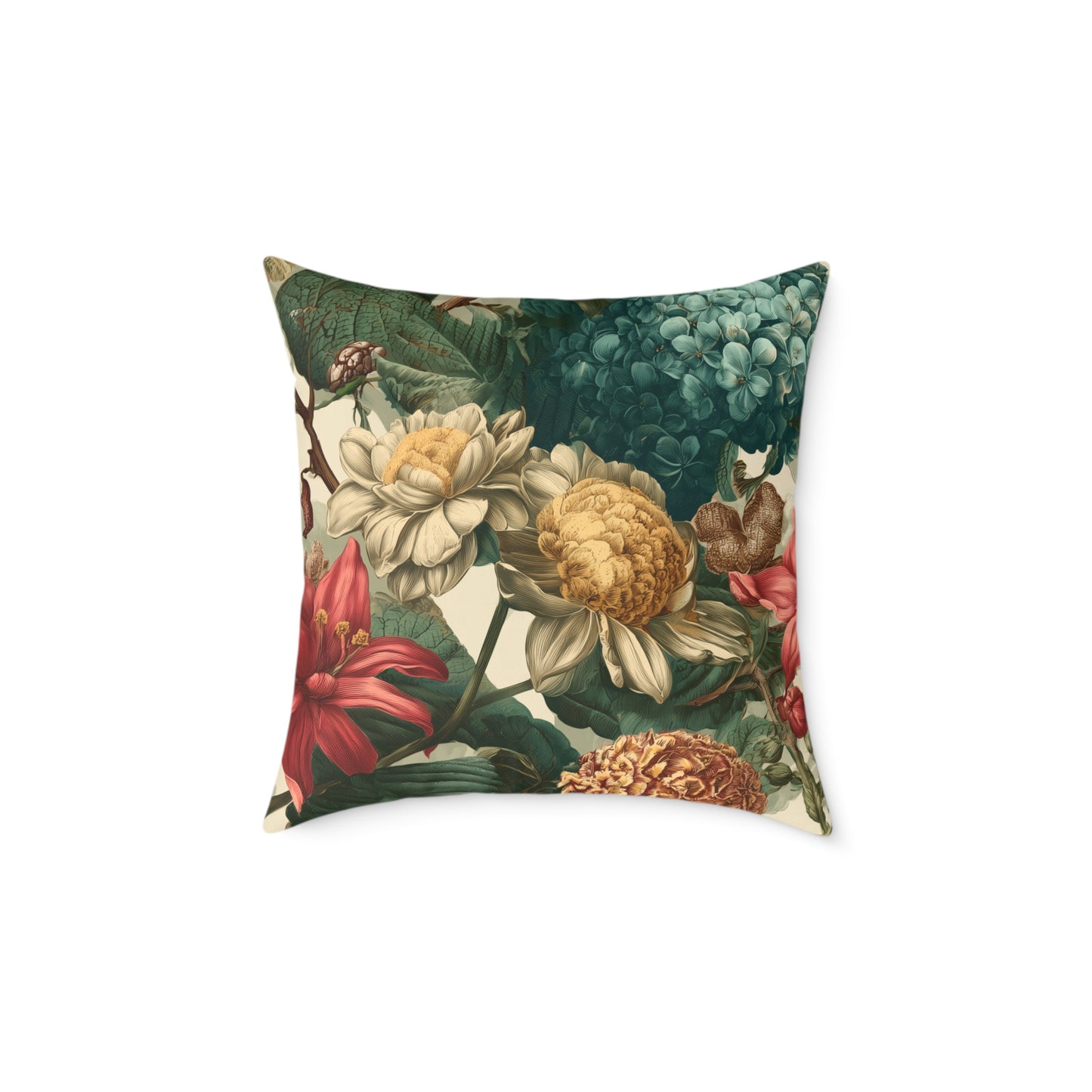 Heritage Garden Bloom - Square Poly Canvas Pillow