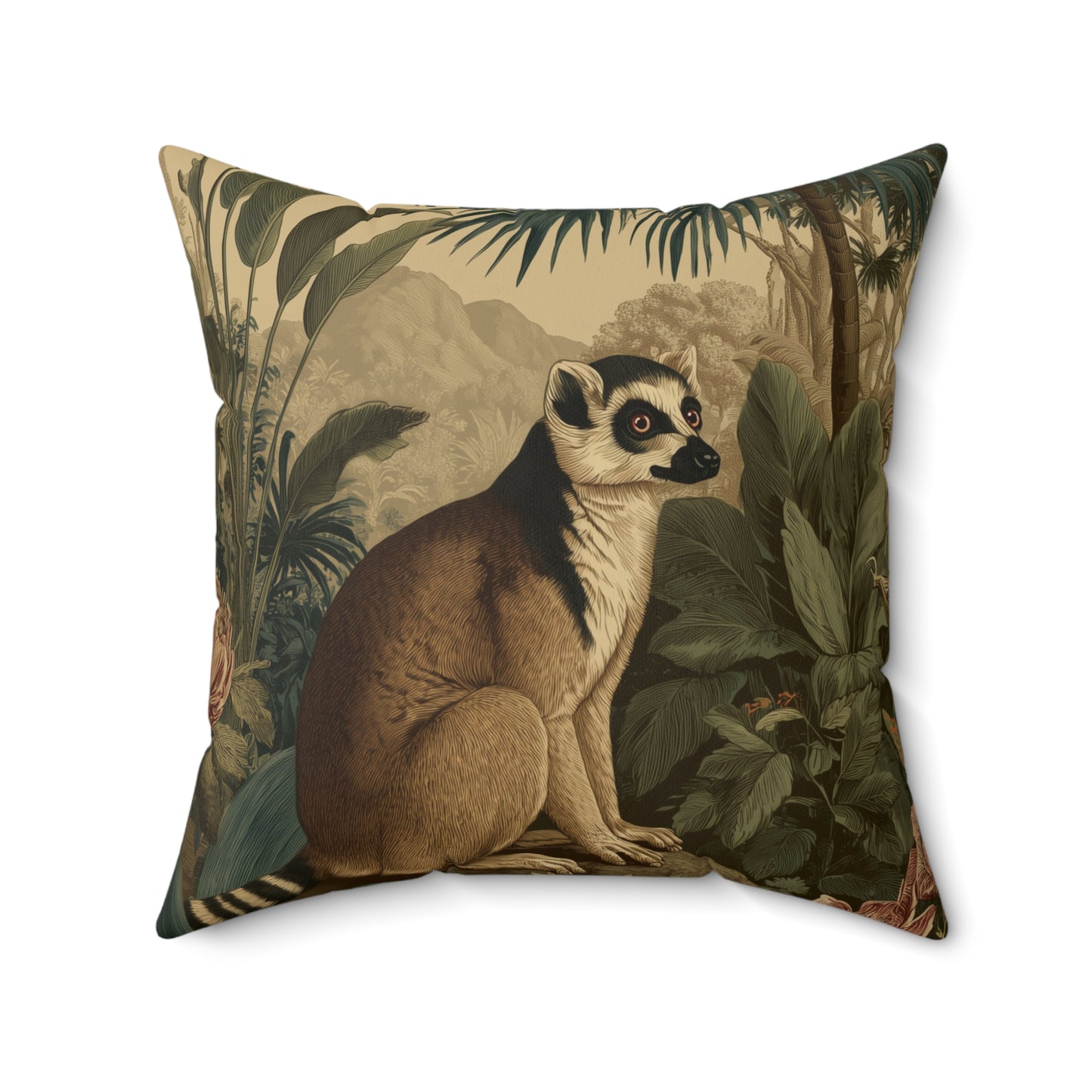 Lemur Forest Watcher - Faux Suede Square Pillow