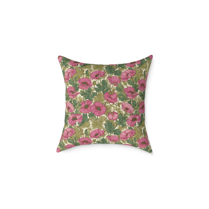 Roseleaf Garden Romance - Square Poly Canvas Pillow
