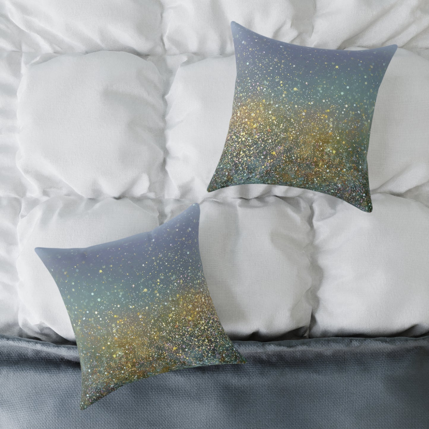 Meadow Haze Sparkle - Square Poly Canvas Pillow