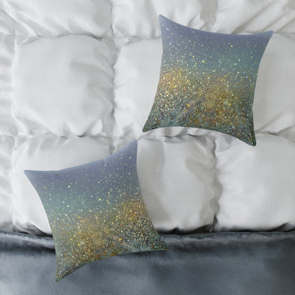 Meadow Haze Sparkle - Square Poly Canvas Pillow