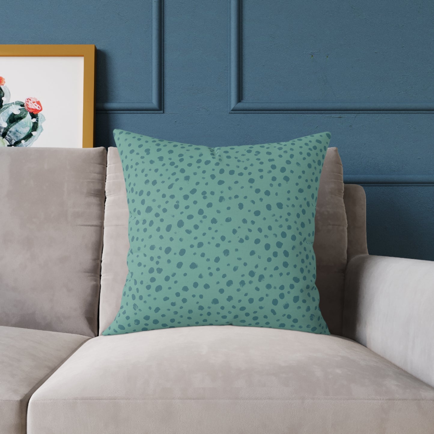Pebble Scatter - Teal - Square Poly Canvas Pillow