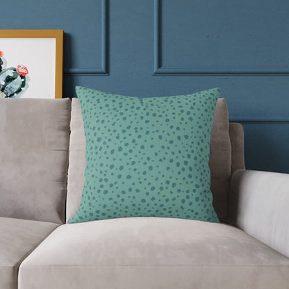 Pebble Scatter - Teal - Square Poly Canvas Pillow