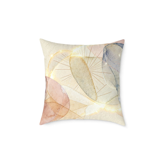 Sunlit Watercolor Bloom - Square Poly Canvas Pillow