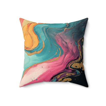 Aurora Sandstone Flow - Faux Suede Square Pillow
