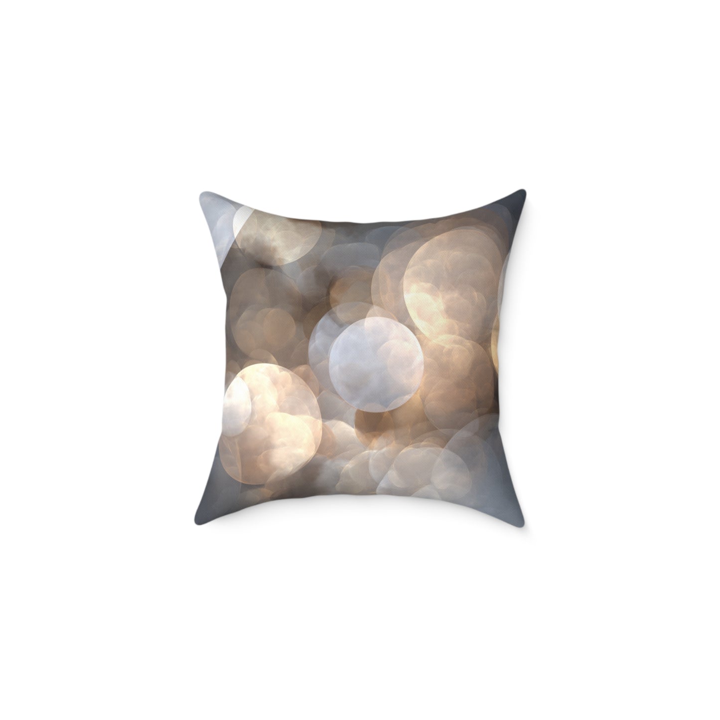 Silver Glow Bokeh - Square Poly Canvas Pillow