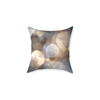 Silver Glow Bokeh - Square Poly Canvas Pillow