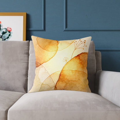 Warm Leaf Ember - Square Poly Canvas Pillow