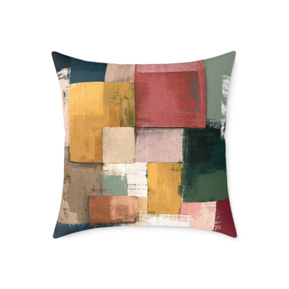 Harvest Block Mosaic - Square Poly Canvas Pillow