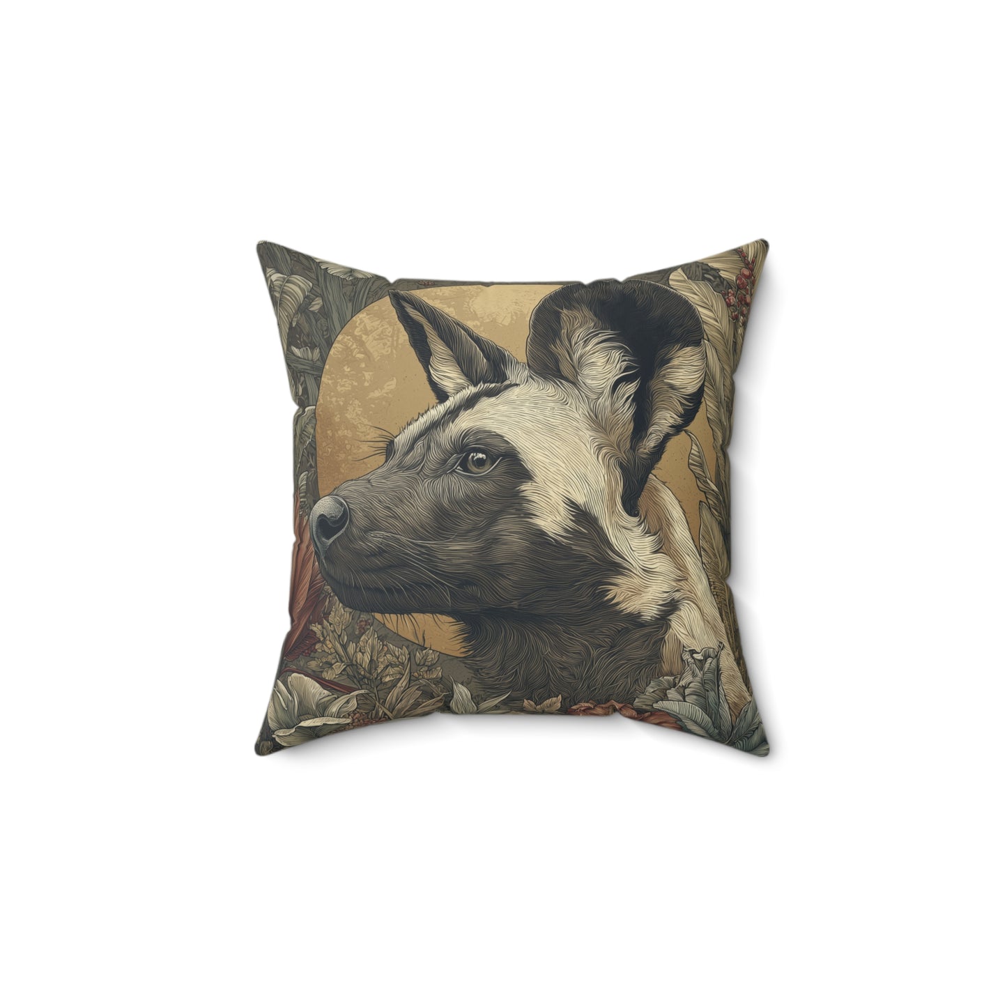 African Wild Dog - Faux Suede Square Pillow