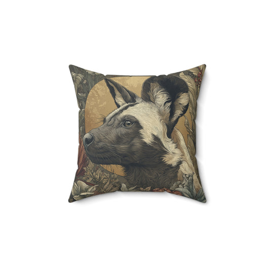 African Wild Dog - Faux Suede Square Pillow
