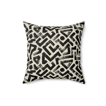 Pebble Maze Black - Spun Polyester Square Pillow