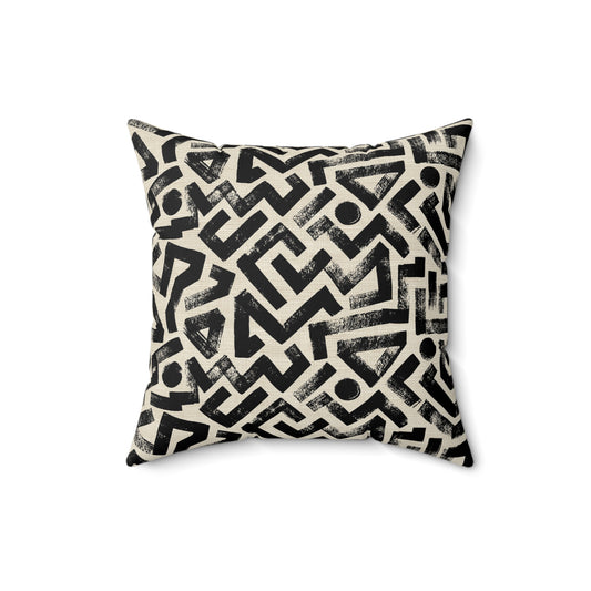 Pebble Maze Black - Spun Polyester Square Pillow