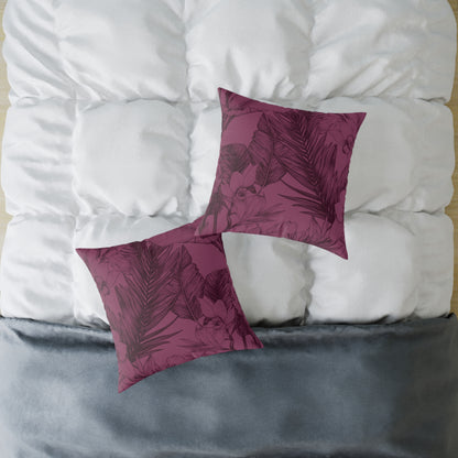 Mulberry Jungle Sketch - Square Poly Canvas Pillow