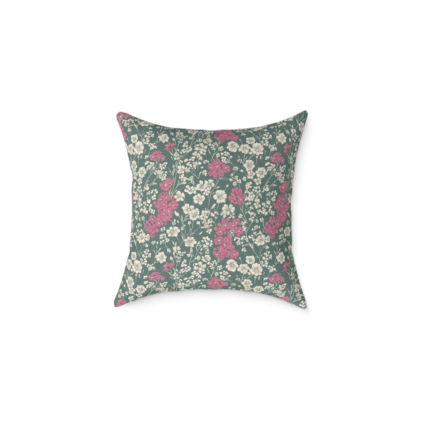 Wild Pink Meadow - Square Poly Canvas Pillow