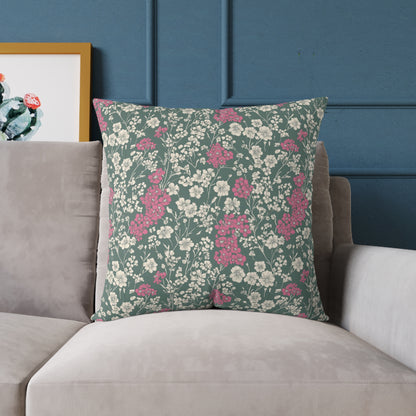 Wild Pink Meadow - Square Poly Canvas Pillow