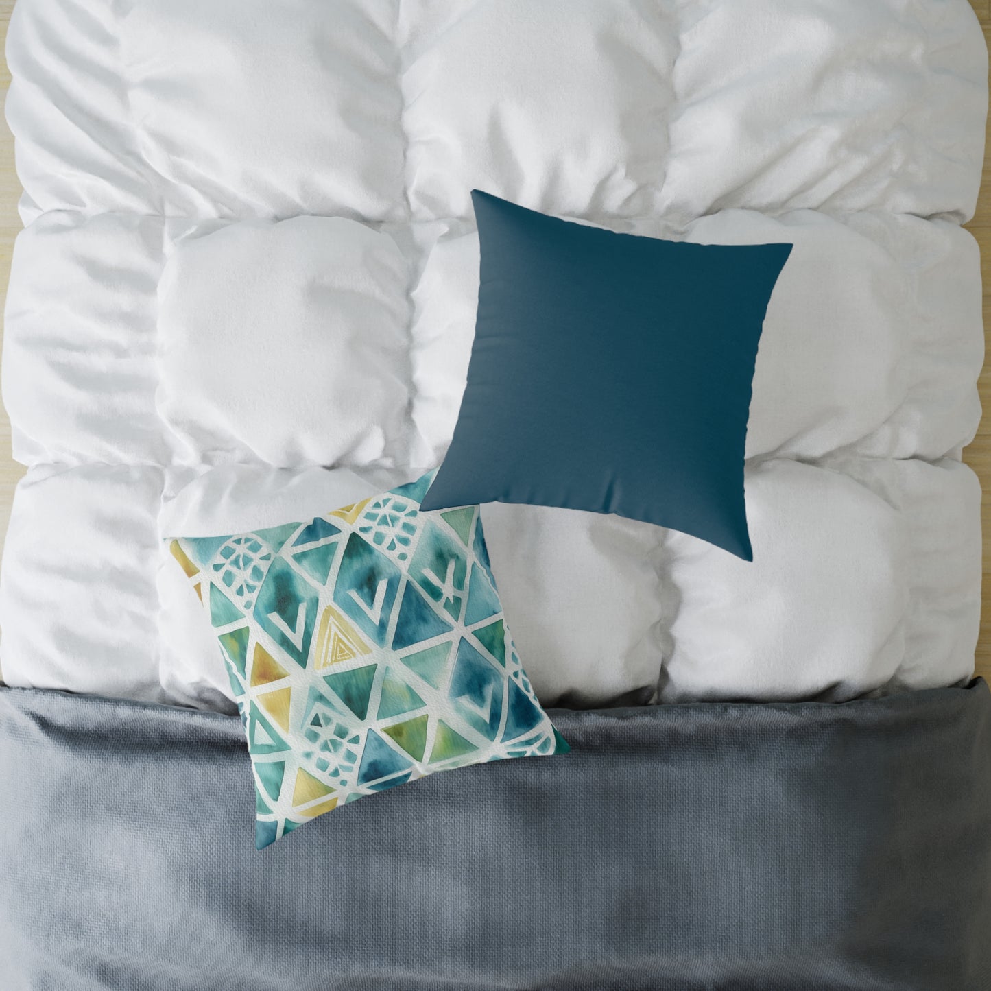 Capri Tidal Diamonds - Square Poly Canvas Pillow