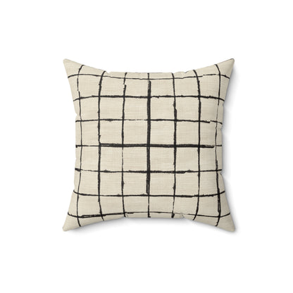 Retro Grid Linen - Spun Polyester Square Pillow