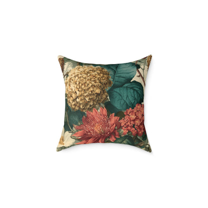 Autumn Harvest Chrysanthemum - Square Poly Canvas Pillow