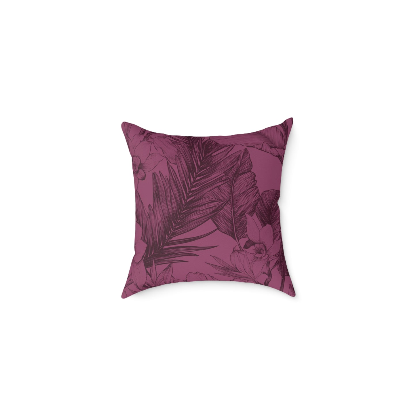 Mulberry Jungle Sketch - Square Poly Canvas Pillow