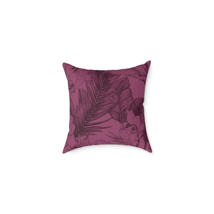 Mulberry Jungle Sketch - Square Poly Canvas Pillow