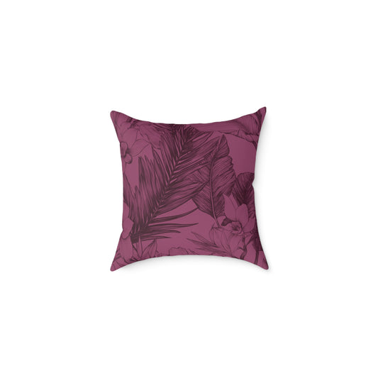 Mulberry Jungle Sketch - Square Poly Canvas Pillow