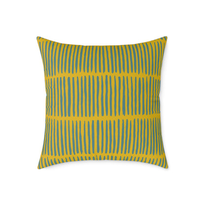 Loom Lines - Moss - Square Poly Canvas Pillow