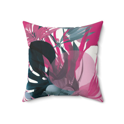 Midnight Palm Burst - Faux Suede Square Pillow