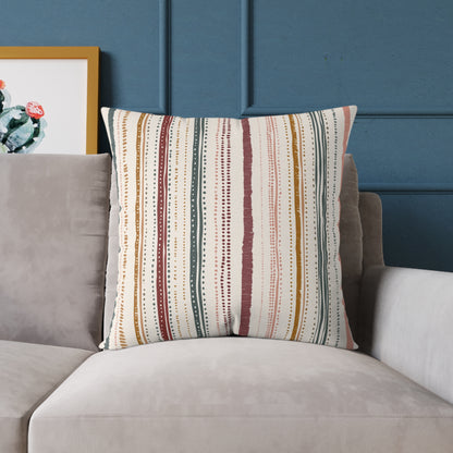 Saffron Loom Stripe - Square Poly Canvas Pillow