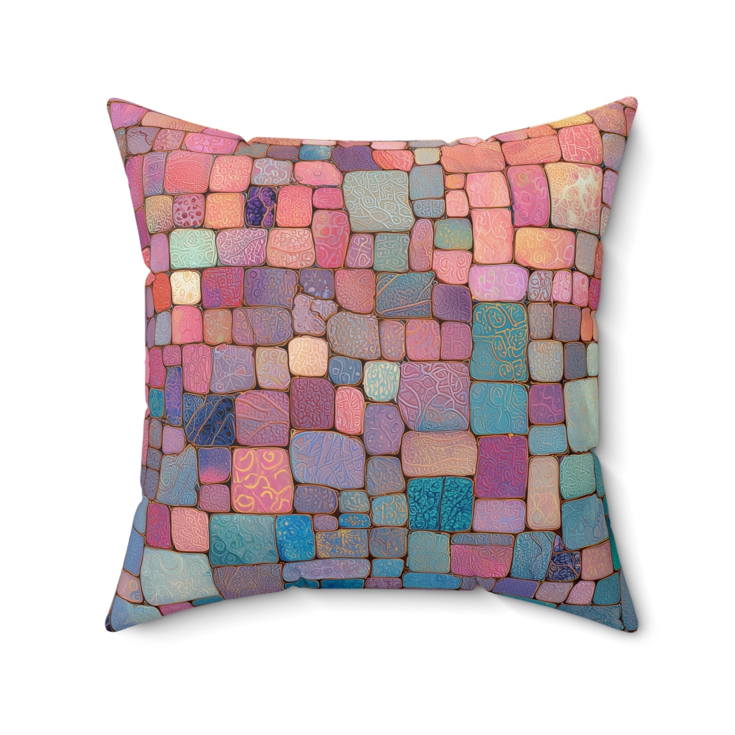Sunset Tile Mosaic - Spun Polyester Square Pillow