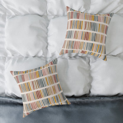 Tribal Market Stripe - Square Poly Canvas Pillow