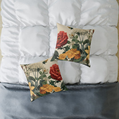 Sunlit Wildflower Bouquet - Square Poly Canvas Pillow