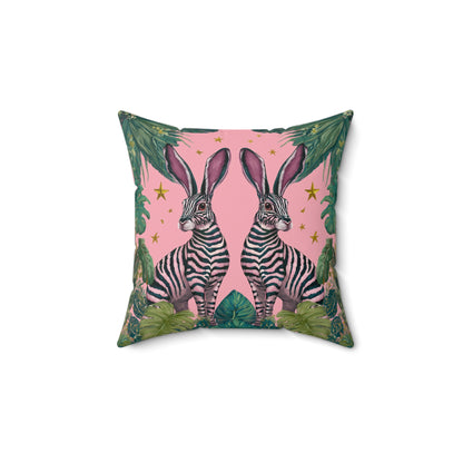 Jungle Rabbits - Spun Polyester Square Pillow