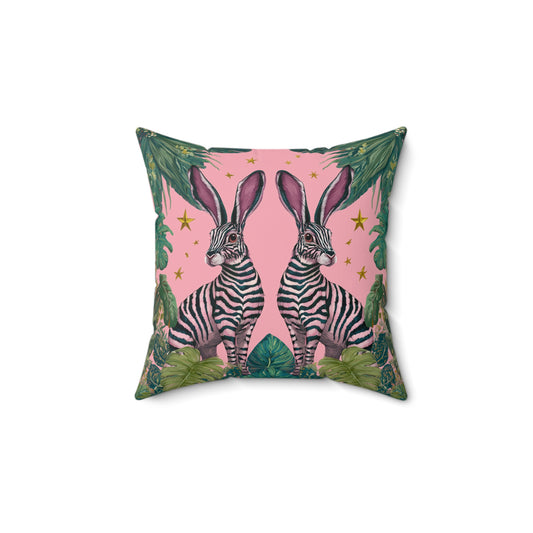 Jungle Rabbits - Spun Polyester Square Pillow