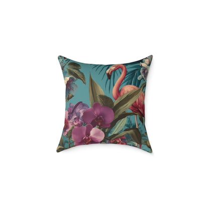 Tropical Blush Bloom - Square Poly Canvas Pillow