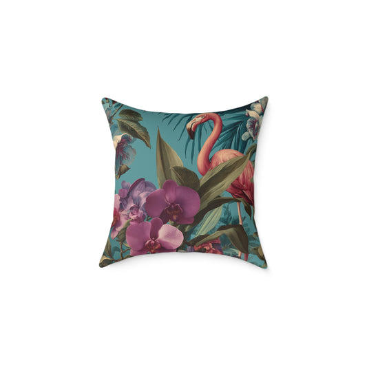 Tropical Blush Bloom - Square Poly Canvas Pillow