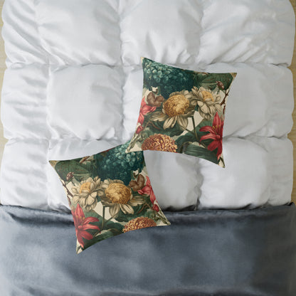 Heritage Garden Bloom - Square Poly Canvas Pillow