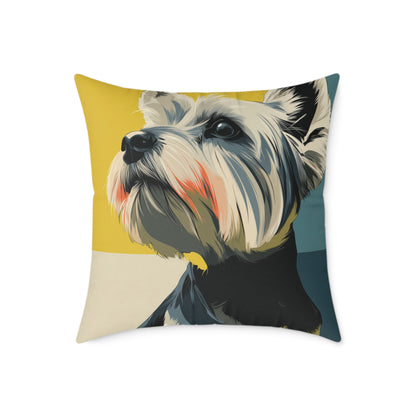 Yorkie - Square Poly Canvas Pillow