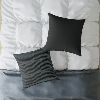 Loom Lines - Slate - Midnight - Square Poly Canvas Pillow