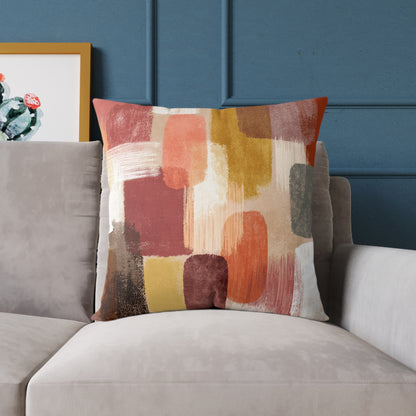 Clay Stone Abstract - Square Poly Canvas Pillow